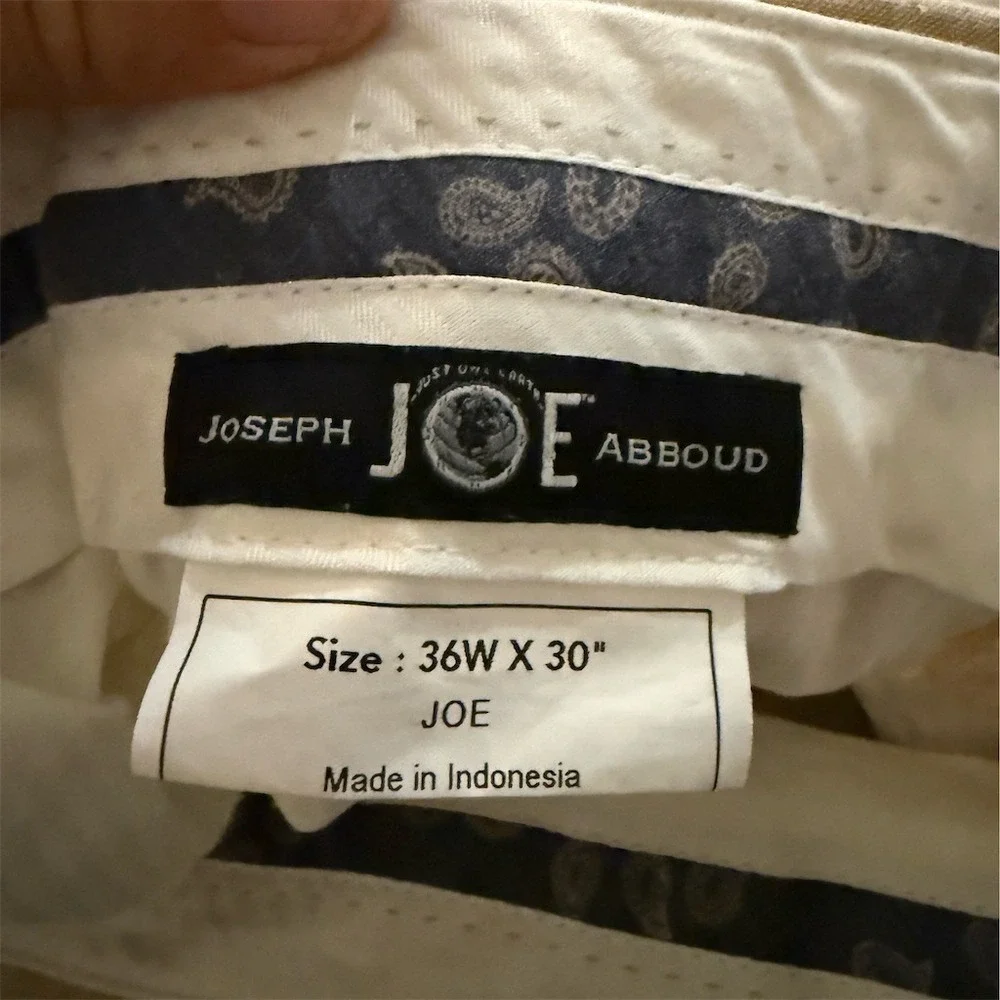 Joseph Abboud JOE linen Dress Pants Mens 36x30 Tan Khaki Flat Front Straight Leg